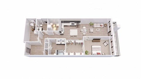 Floor plan for 1 bed, 1.5 baths, 1300 sqft